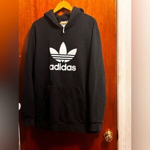 adidas Black Hoodie with White Trefoil Logo
